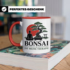 Bonsai Tasse mit Spruch Bonsai ist meine Therapie - Geschenk – Rot [farbe:rot]