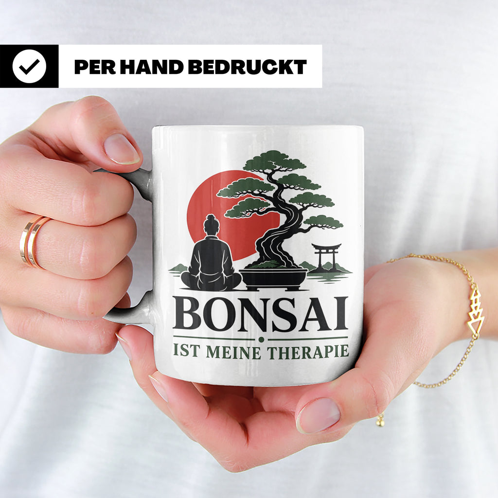 Bonsai Tasse mit Spruch Bonsai ist meine Therapie - Geschenk – Weiß [farbe:weiß]