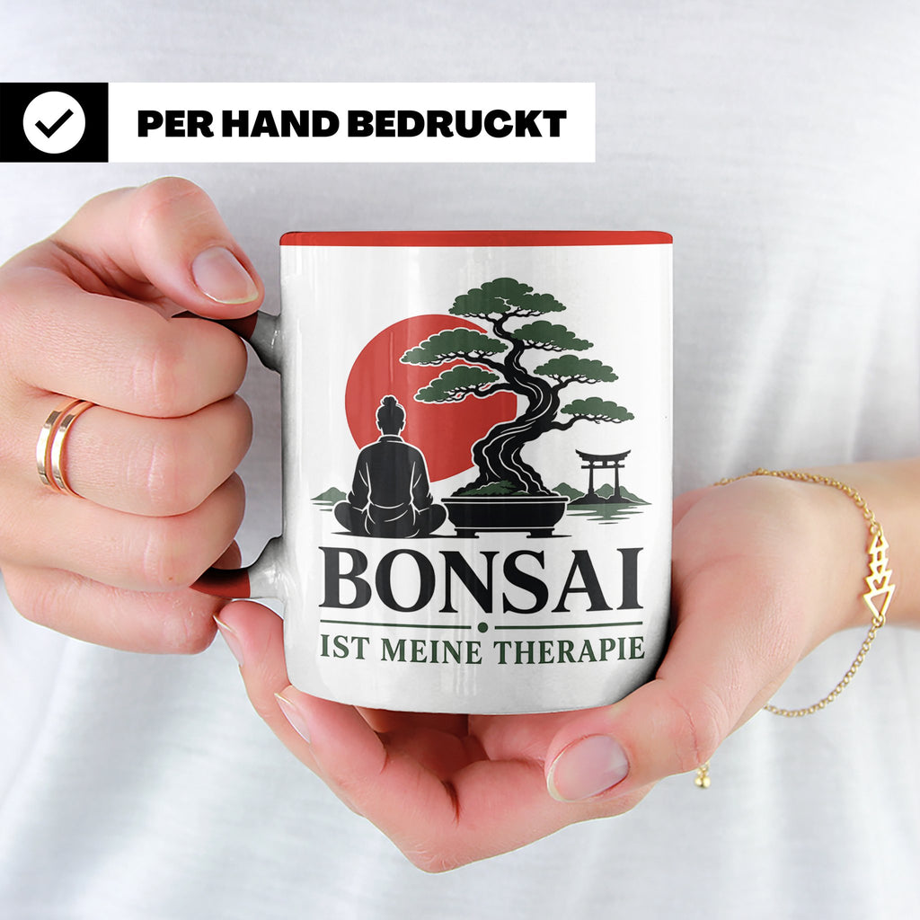 Bonsai Tasse mit Spruch Bonsai ist meine Therapie - Geschenk – Rot [farbe:rot]