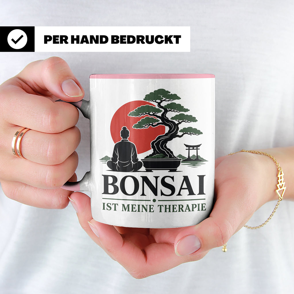 Bonsai Tasse mit Spruch Bonsai ist meine Therapie - Geschenk – Rosa [farbe:rosa]