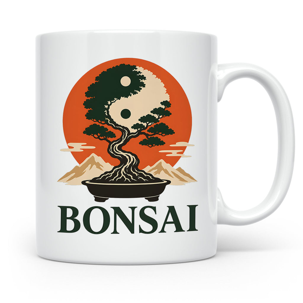 Bonsai Tasse Yin Yang - Geschenk für Bonsai Liebhaber Zen Me – Weiß [farbe:weiß]