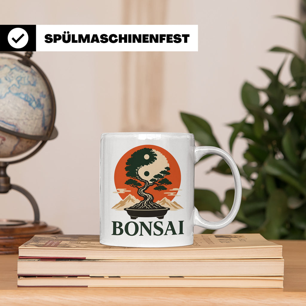 Bonsai Tasse Yin Yang - Geschenk für Bonsai Liebhaber Zen Me – Weiß [farbe:weiß]