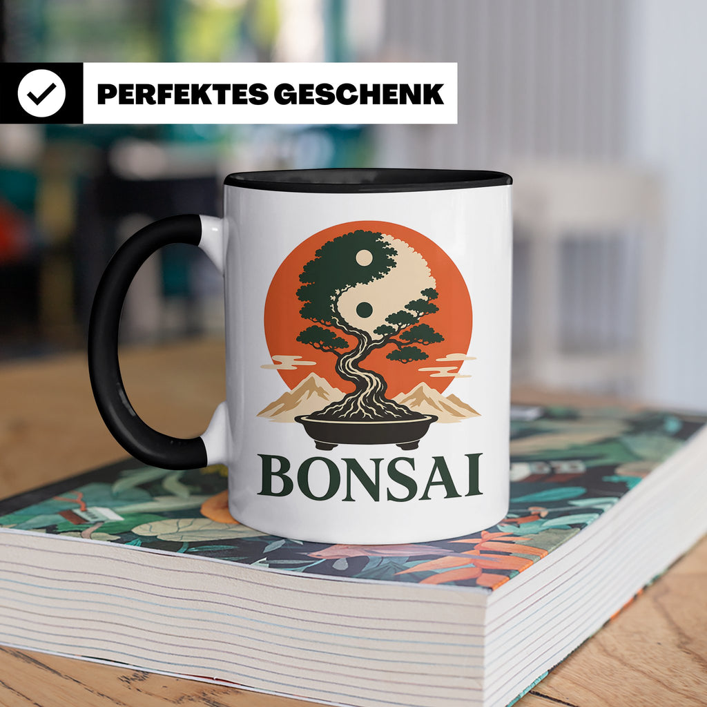 Bonsai Tasse Yin Yang - Geschenk für Bonsai Liebhaber Zen Me – Schwarz [farbe:schwarz]