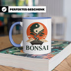 Bonsai Tasse Yin Yang - Geschenk für Bonsai Liebhaber Zen Me – Blau [farbe:blau]
