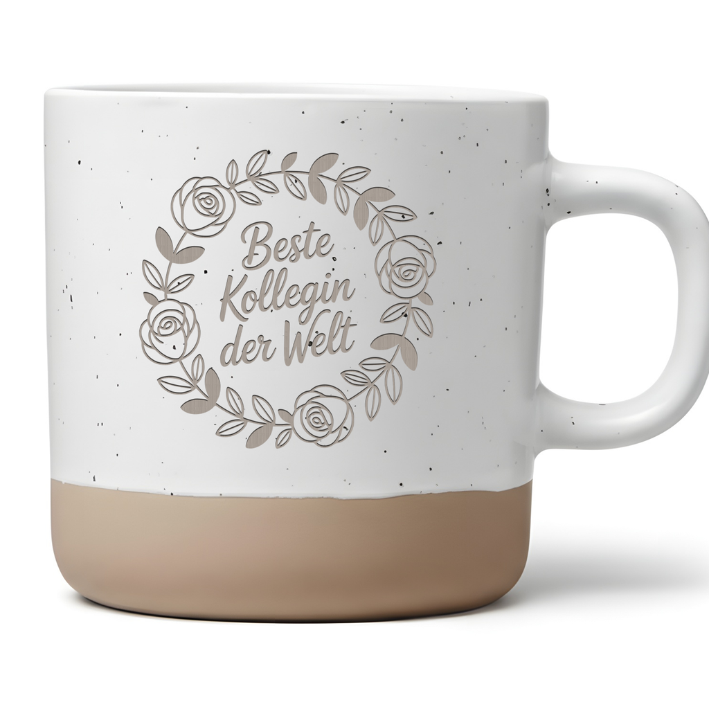 Tasse Beste Kollegin der Welt - Florale Kaffeetasse mit Rosen - Geschenk für Lieblingskollegin Büro - Becher Dankeschön Kollegin