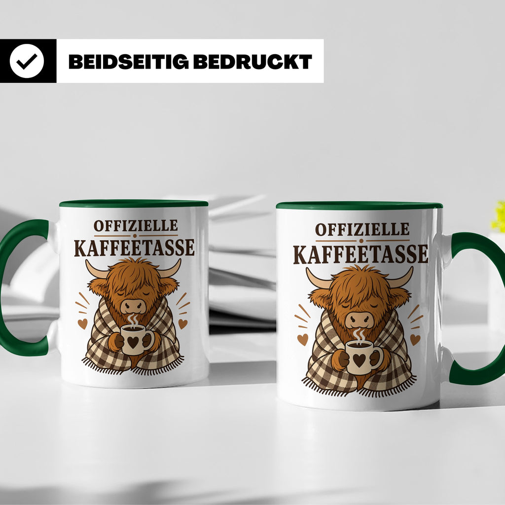 Offizielle Kaffeetasse Hochlandrind - Geschenk für Highland  – Grün [farbe:grün]