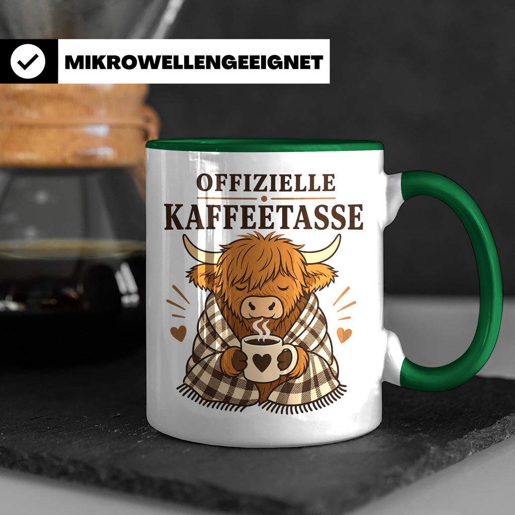 Offizielle Kaffeetasse Hochlandrind - Geschenk für Highland  – Grün [farbe:grün]