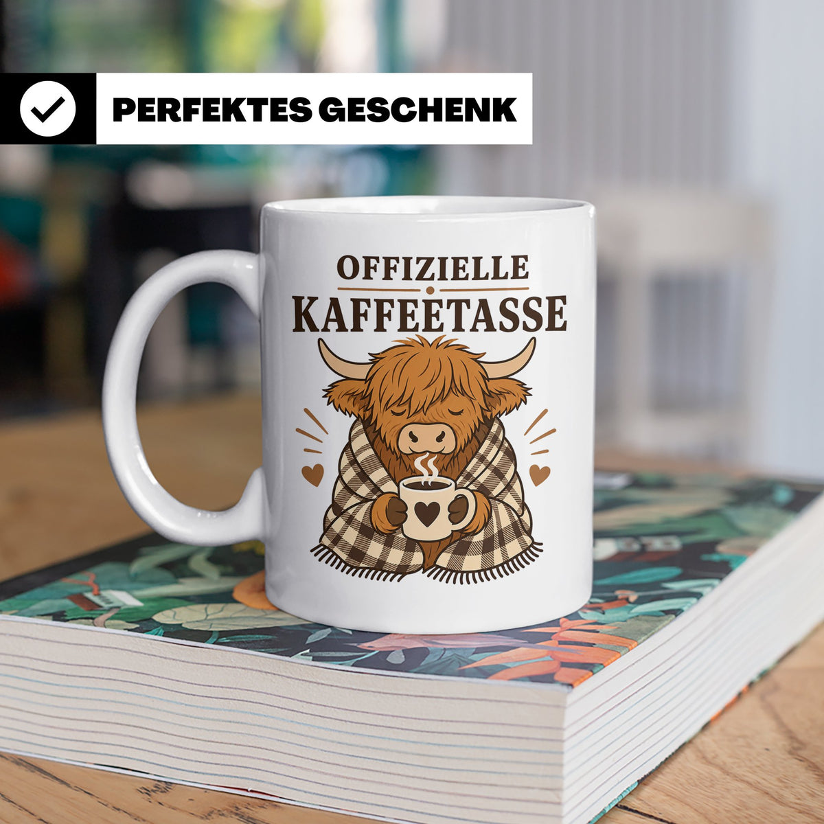 Offizielle Kaffeetasse Hochlandrind - Geschenk für Highland  – Weiß [farbe:weiß]