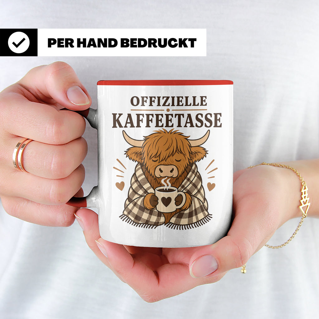 Offizielle Kaffeetasse Hochlandrind - Geschenk für Highland  – Rot [farbe:rot]