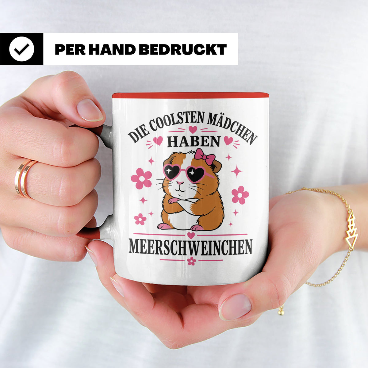 Meerschweinchen Tasse Die coolsten Mädchen haben Meerschwein – Rot [farbe:rot]