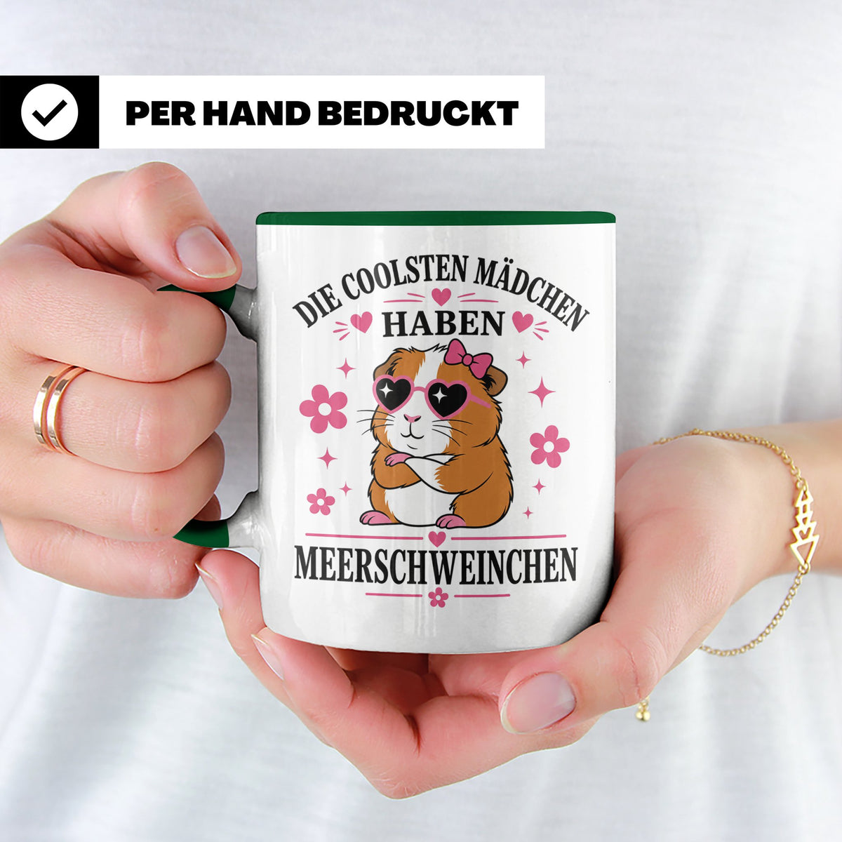 Meerschweinchen Tasse Die coolsten Mädchen haben Meerschwein – Grün [farbe:grün]