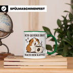 Meerschweinchen Tasse mit Spruch Ich quieke erst nach dem Ka – Grün [farbe:grün]