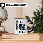 Eat Sleep Padel Repeat Tasse - Geschenk für Padelspieler Pad – Schwarz [farbe:schwarz]