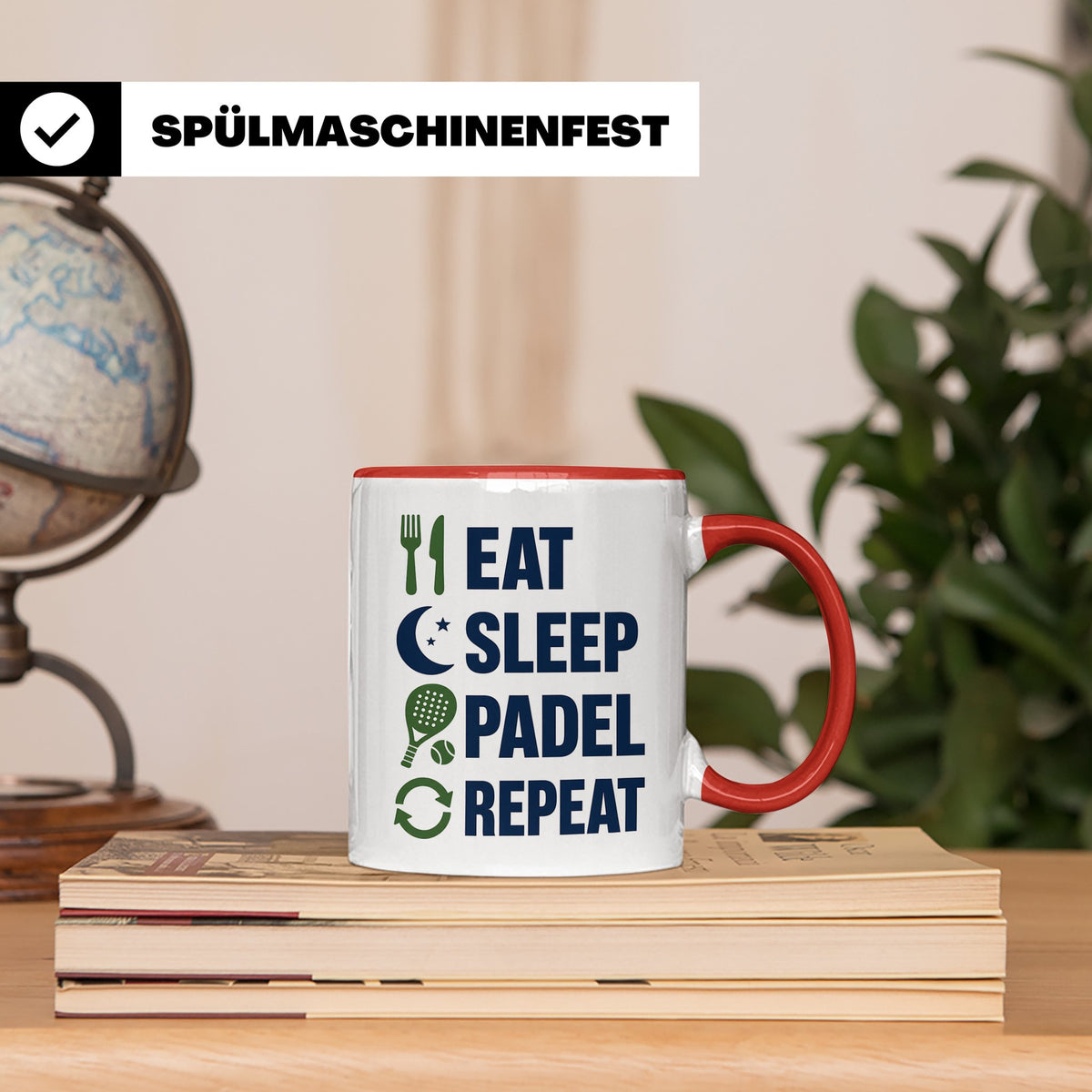 Eat Sleep Padel Repeat Tasse - Geschenk für Padelspieler Pad – Rot [farbe:rot]