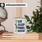 Eat Sleep Padel Repeat Tasse - Geschenk für Padelspieler Pad – Grün [farbe:grün]
