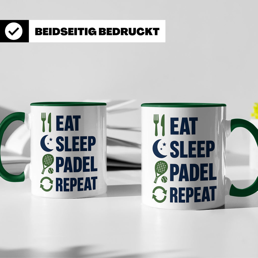 Eat Sleep Padel Repeat Tasse - Geschenk für Padelspieler Pad – Grün [farbe:grün]