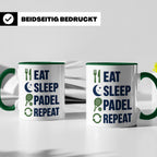 Eat Sleep Padel Repeat Tasse - Geschenk für Padelspieler Pad – Grün [farbe:grün]