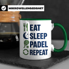 Eat Sleep Padel Repeat Tasse - Geschenk für Padelspieler Pad – Grün [farbe:grün]