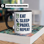 Eat Sleep Padel Repeat Tasse - Geschenk für Padelspieler Pad – Schwarz [farbe:schwarz]
