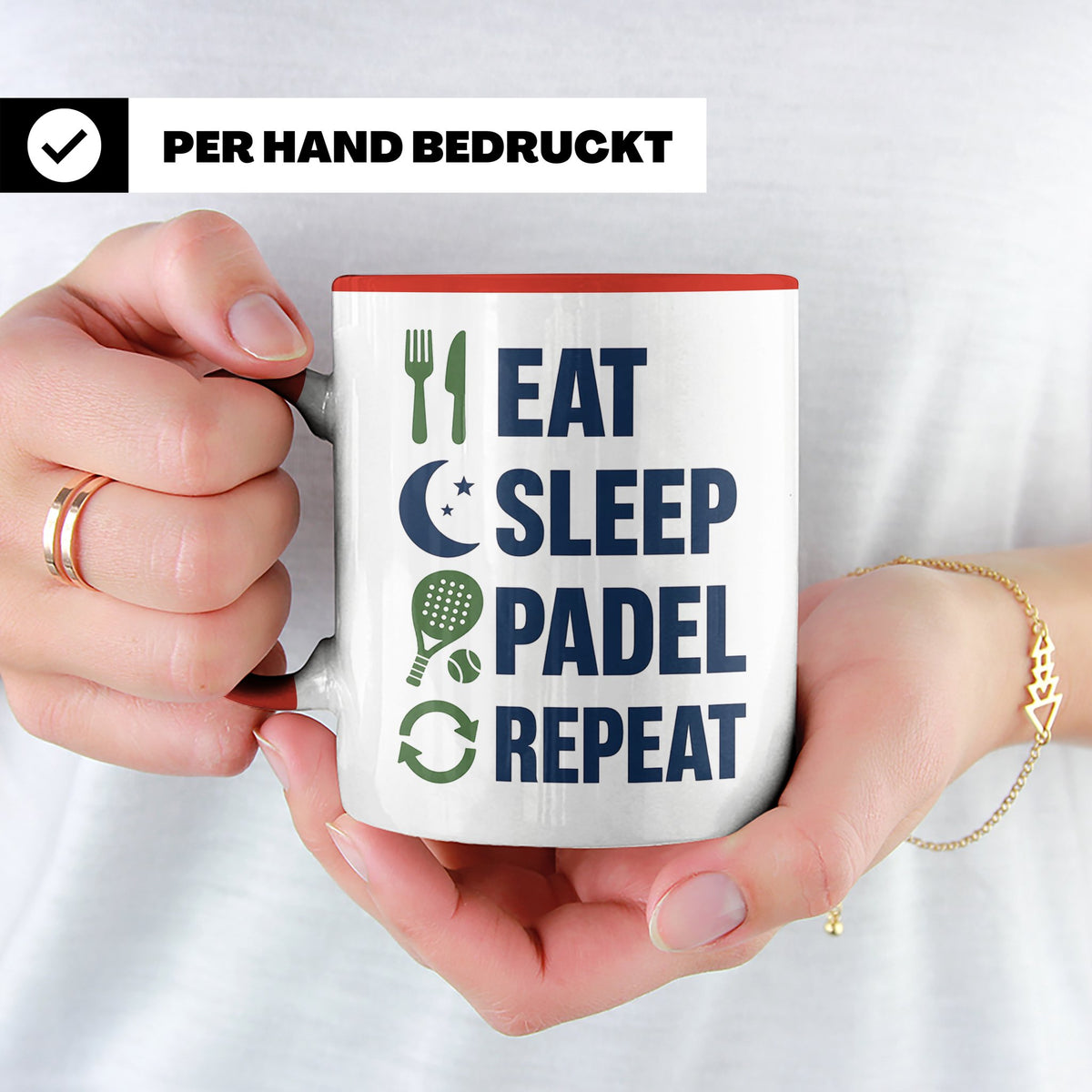 Eat Sleep Padel Repeat Tasse - Geschenk für Padelspieler Pad – Rot [farbe:rot]