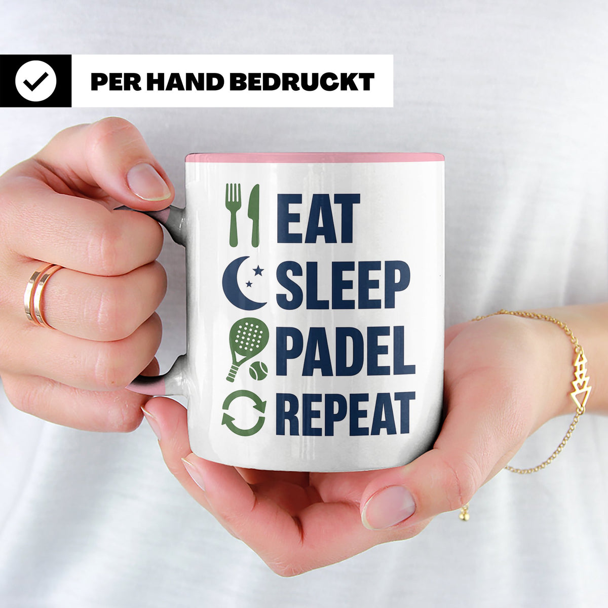 Eat Sleep Padel Repeat Tasse - Geschenk für Padelspieler Pad – Rosa [farbe:rosa]