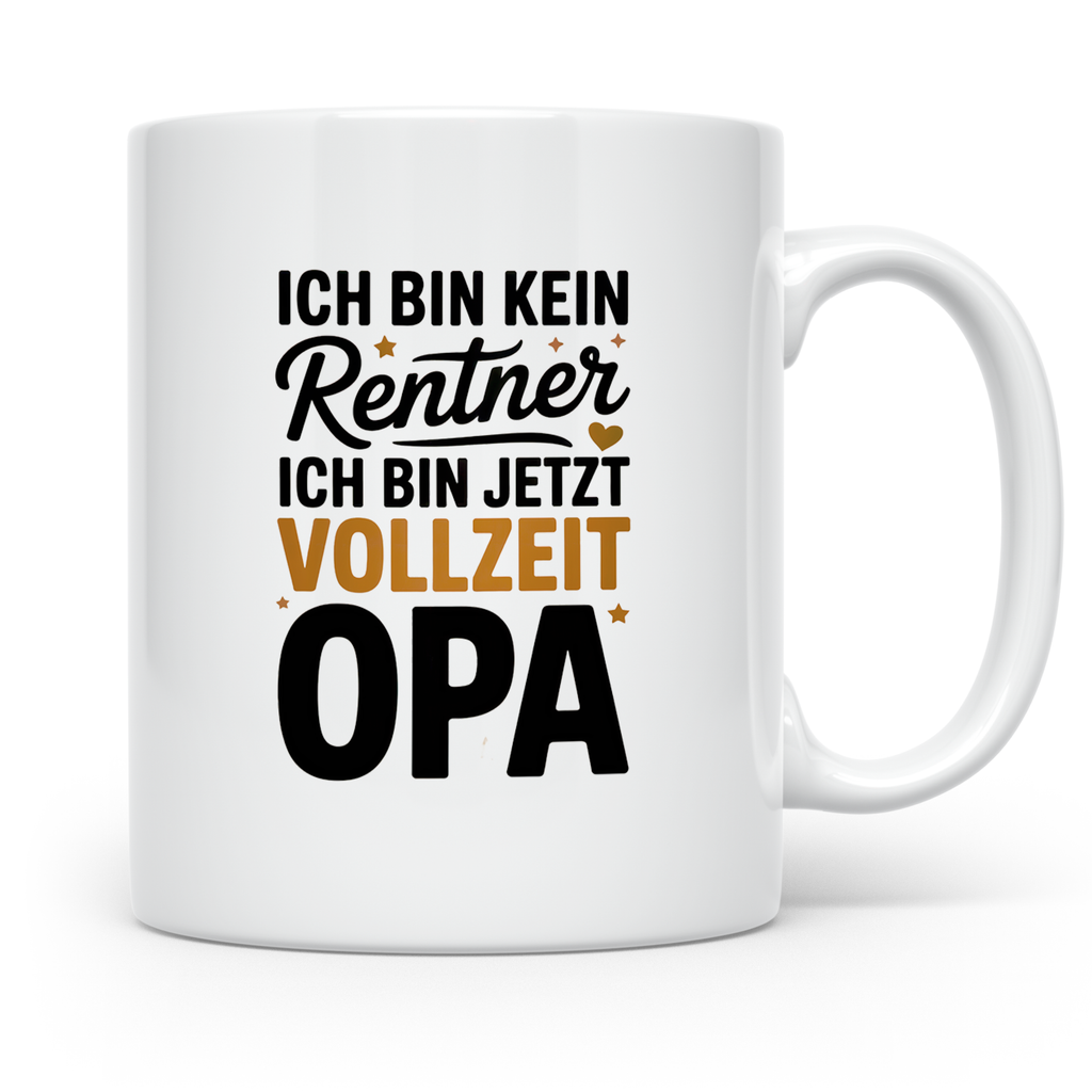 Vollzeit Opa Kaffeetasse - Ich bin kein Rentner mehr! Gesche – Weiß [farbe:weiß]