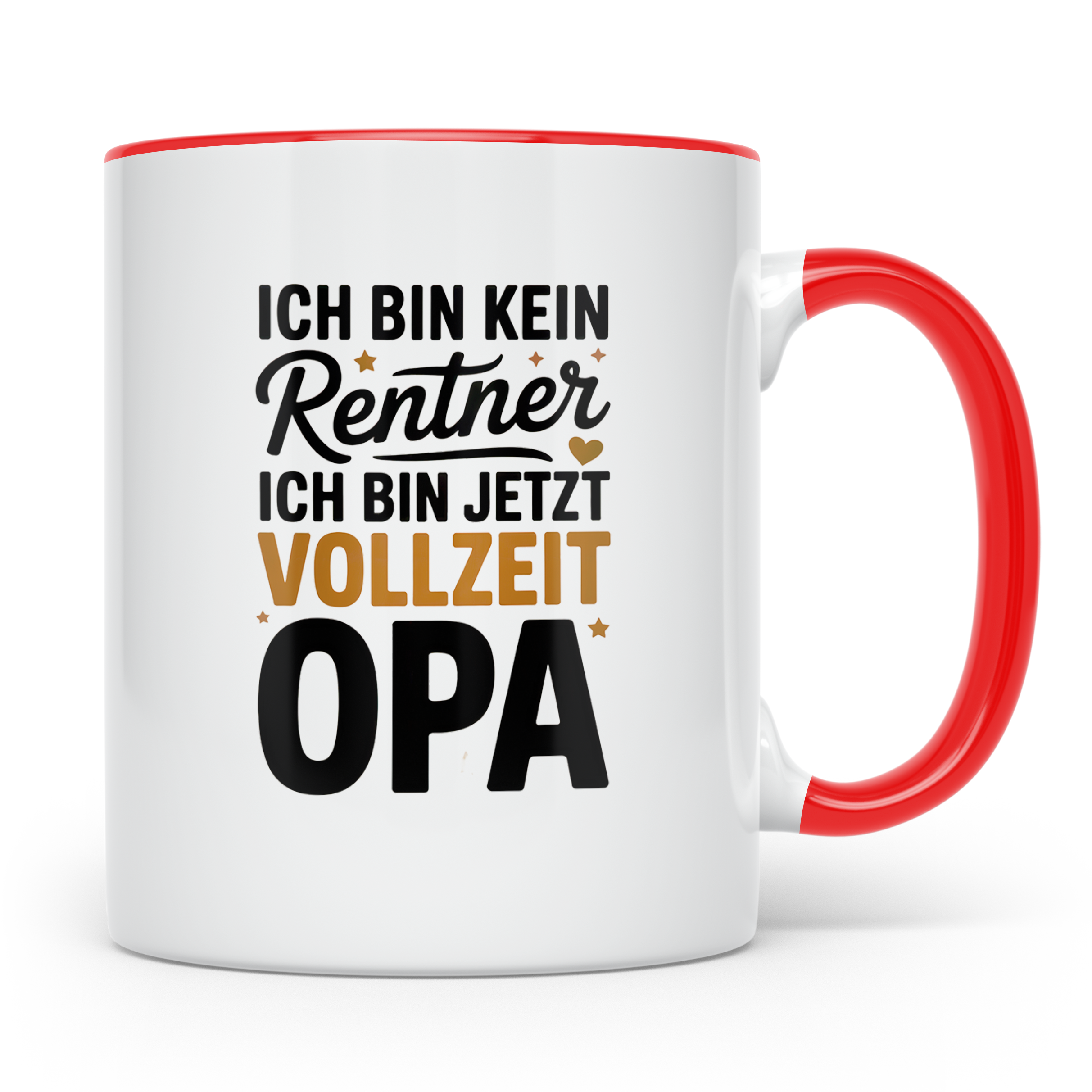 Vollzeit Opa Kaffeetasse - Ich bin kein Rentner mehr! Gesche – Rot [farbe:rot]