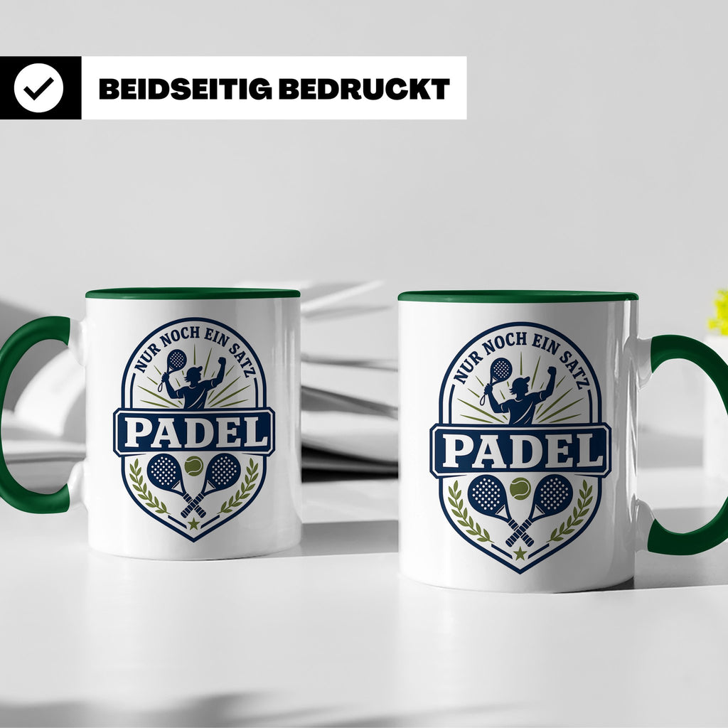 Padel Tasse mit Spruch Nur noch ein Satz - Geschenk für Pade – Grün [farbe:grün]