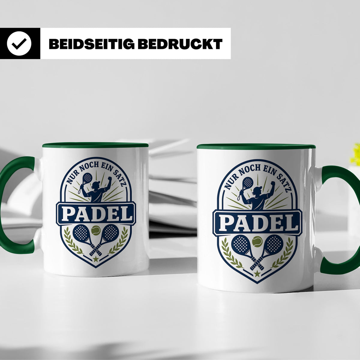 Padel Tasse mit Spruch Nur noch ein Satz - Geschenk für Pade – Grün [farbe:grün]