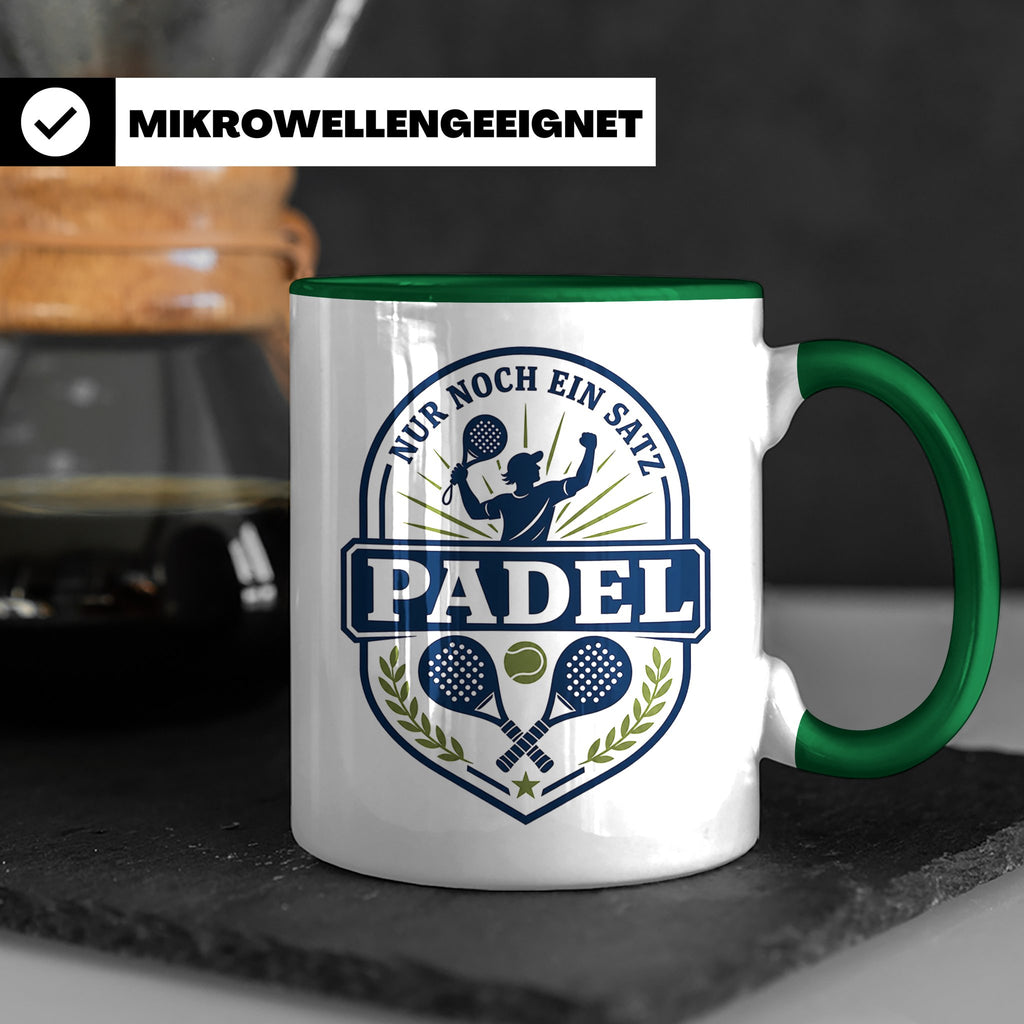Padel Tasse mit Spruch Nur noch ein Satz - Geschenk für Pade – Grün [farbe:grün]