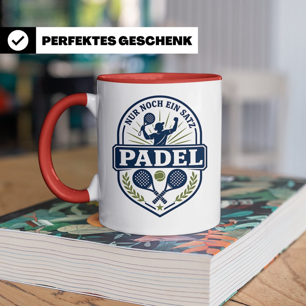 Padel Tasse mit Spruch Nur noch ein Satz - Geschenk für Pade – Rot [farbe:rot]