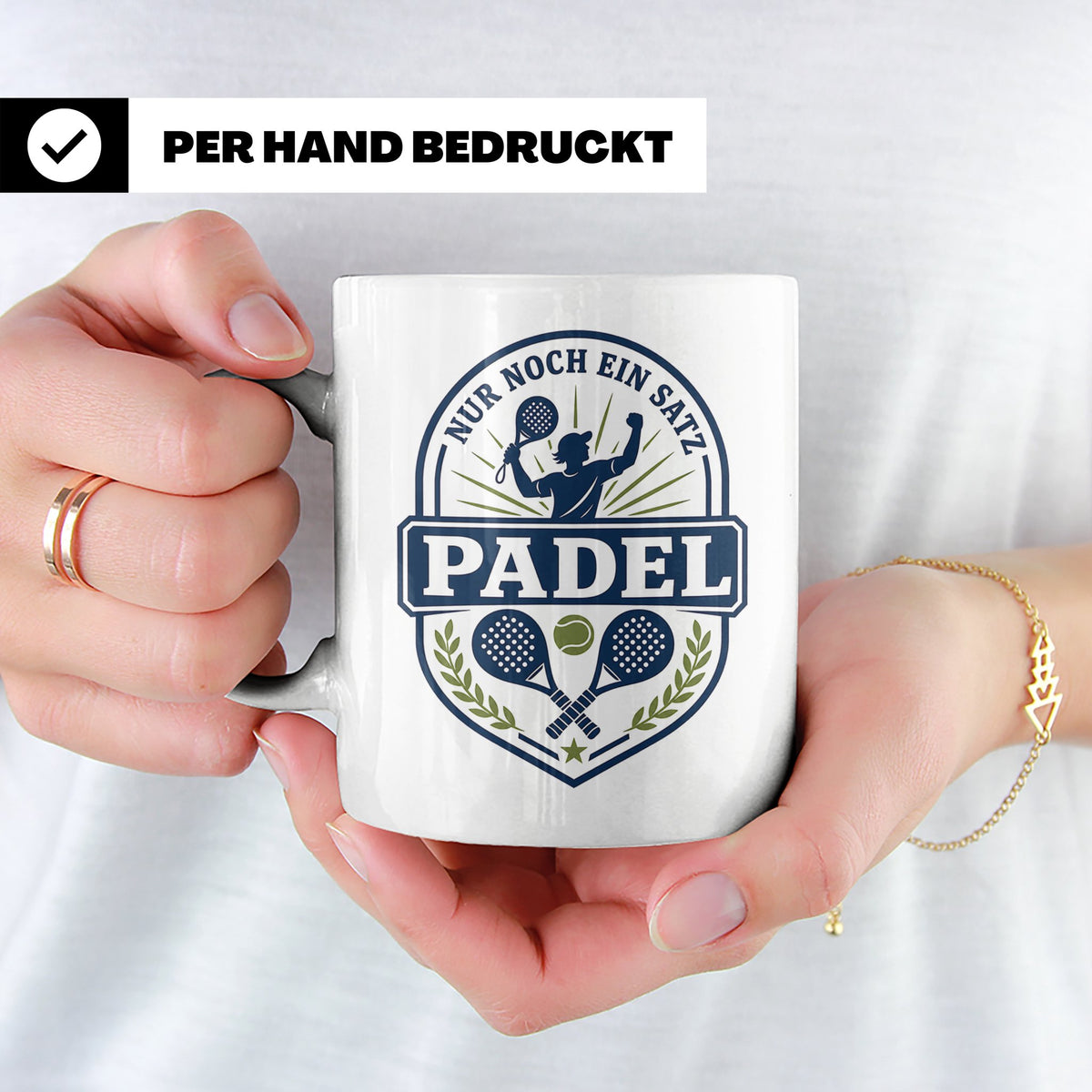 Padel Tasse mit Spruch Nur noch ein Satz - Geschenk für Pade – Weiß [farbe:weiß]