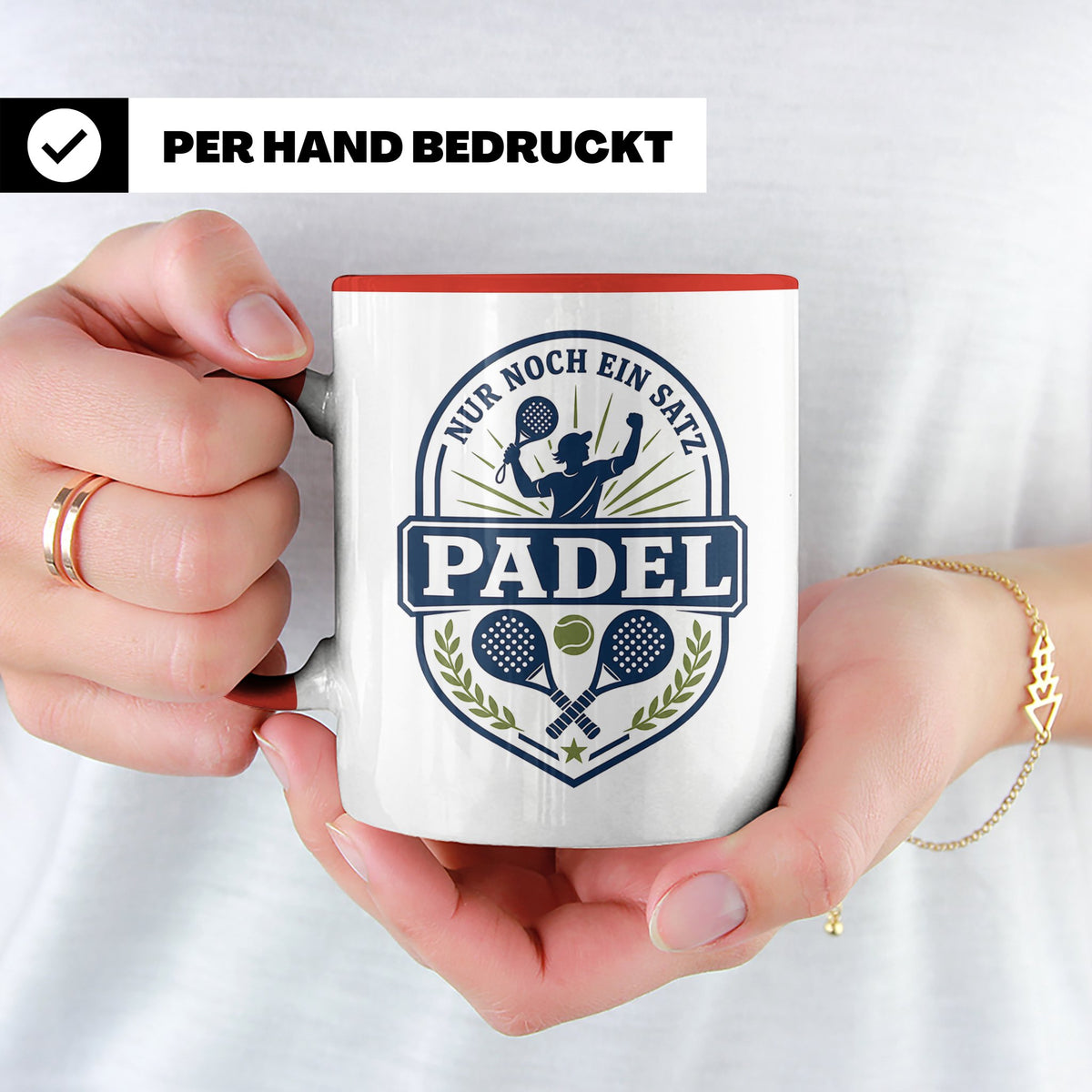 Padel Tasse mit Spruch Nur noch ein Satz - Geschenk für Pade – Rot [farbe:rot]
