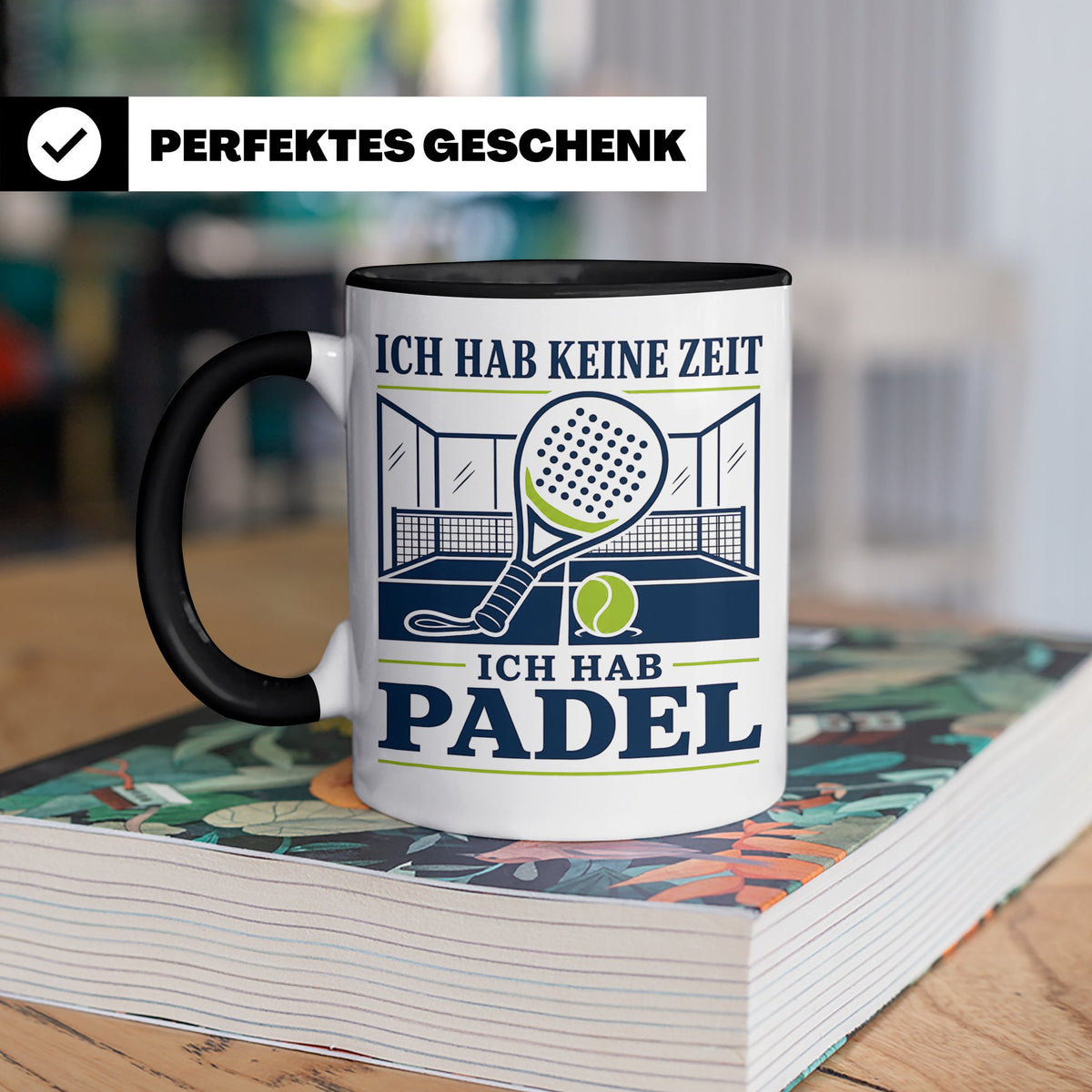 Padel Tasse mit Spruch Ich hab keine Zeit ich hab Padel - Lu – Schwarz [farbe:schwarz]
