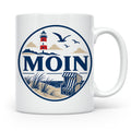 Moin Tasse Küste Leuchtturm Möwen Dünen - Geschenk Norddeuts – Weiß [farbe:weiß]