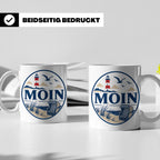 Moin Tasse Küste Leuchtturm Möwen Dünen - Geschenk Norddeuts – Weiß [farbe:weiß]