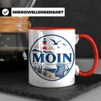 Moin Tasse Küste Leuchtturm Möwen Dünen - Geschenk Norddeuts – Rot [farbe:rot]