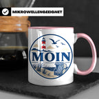 Moin Tasse Küste Leuchtturm Möwen Dünen - Geschenk Norddeuts – Rosa [farbe:rosa]
