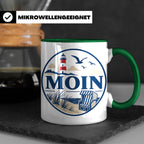 Moin Tasse Küste Leuchtturm Möwen Dünen - Geschenk Norddeuts – Grün [farbe:grün]