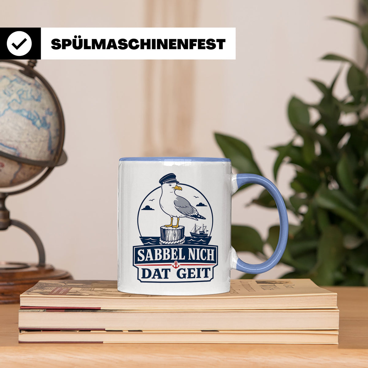 Plattdeutsch Tasse mit Spruch Sabbel nich dat geit - Geschen – Blau [farbe:blau]