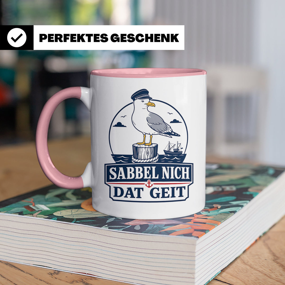 Plattdeutsch Tasse mit Spruch Sabbel nich dat geit - Geschen – Rosa [farbe:rosa]