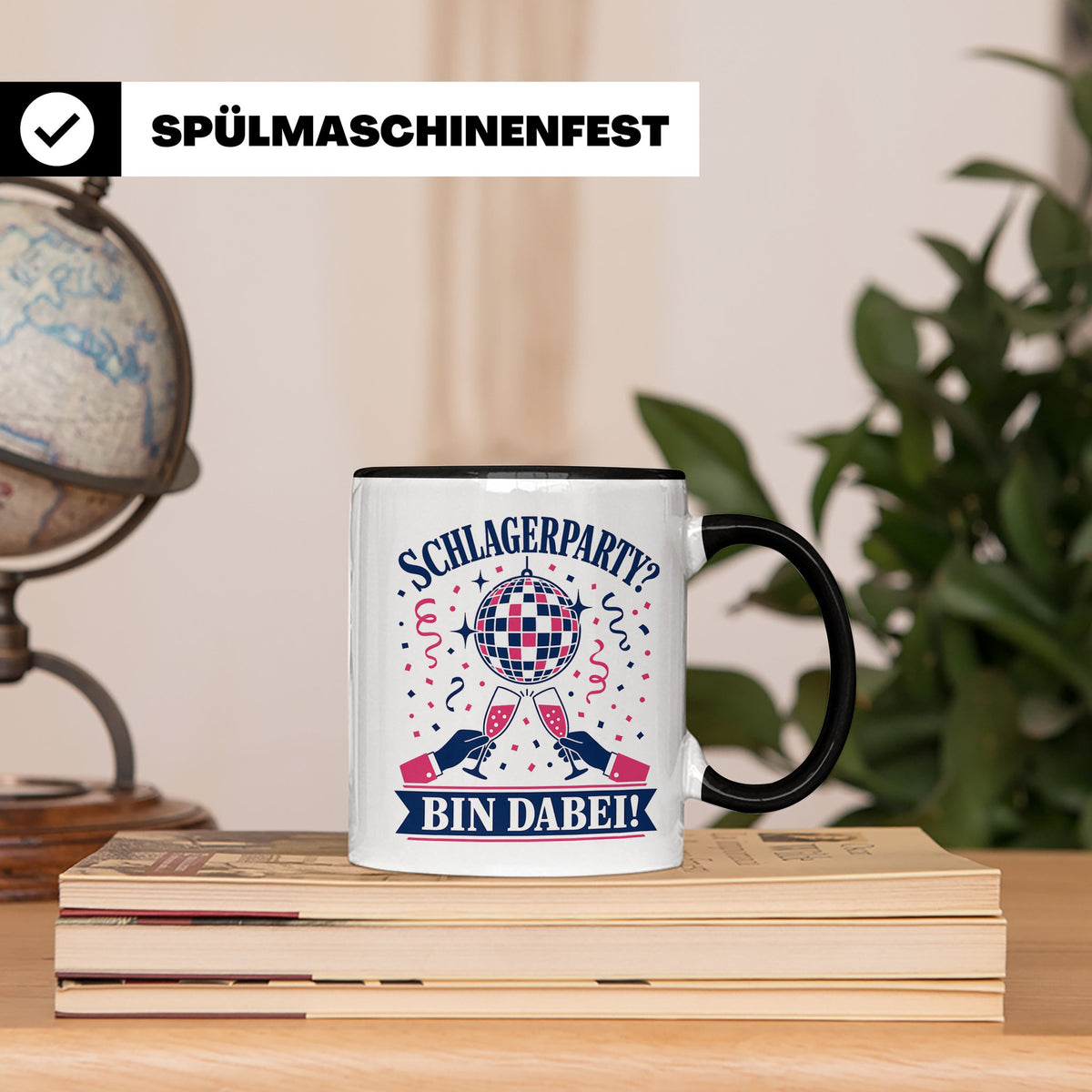 Schlagerparty Bin dabei Tasse - Geschenk für Schlagerfans Sc – Schwarz [farbe:schwarz]