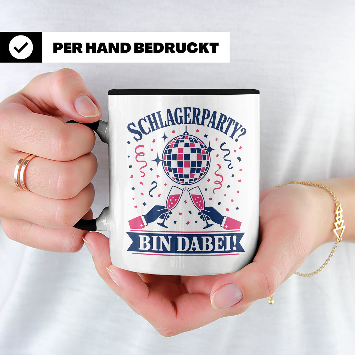 Schlagerparty Bin dabei Tasse - Geschenk für Schlagerfans Sc – Schwarz [farbe:schwarz]