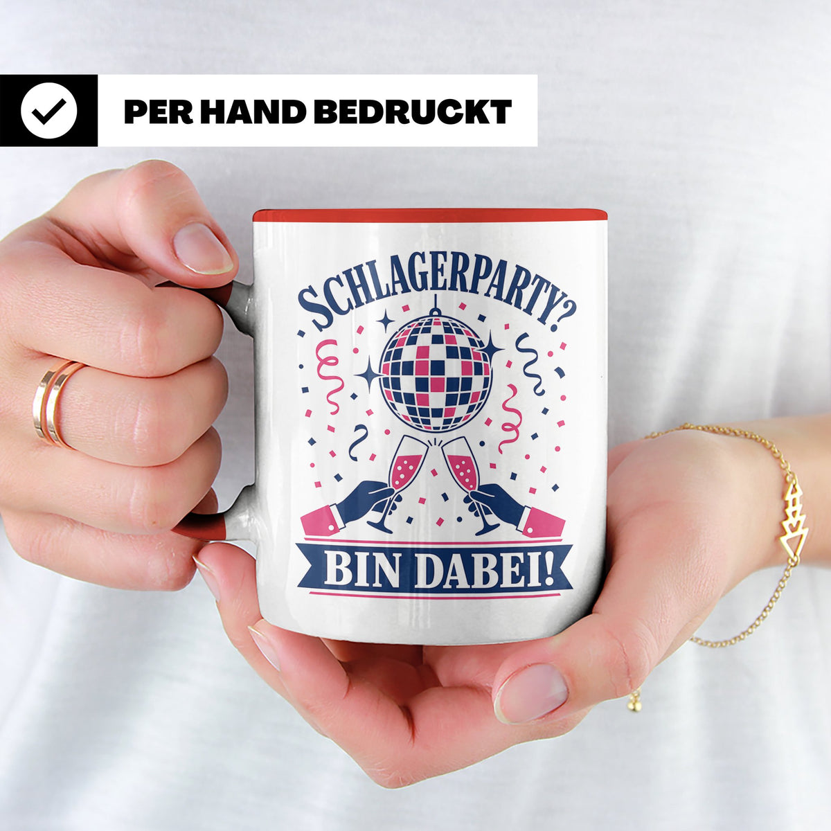 Schlagerparty Bin dabei Tasse - Geschenk für Schlagerfans Sc – Rot [farbe:rot]