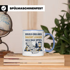 Brettspiel Tasse mit Spruch Regeln erklären dauert länger al – Blau [farbe:blau]