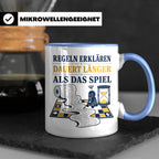 Brettspiel Tasse mit Spruch Regeln erklären dauert länger al – Blau [farbe:blau]
