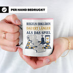 Brettspiel Tasse mit Spruch Regeln erklären dauert länger al – Rosa [farbe:rosa]