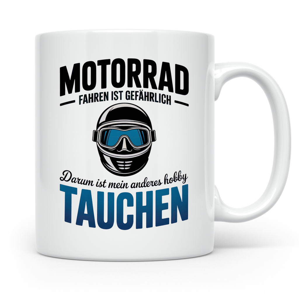 Motorrad Tauchen Tasse - Biker Geschenkidee für Taucher - Mo – Weiß [farbe:weiß]