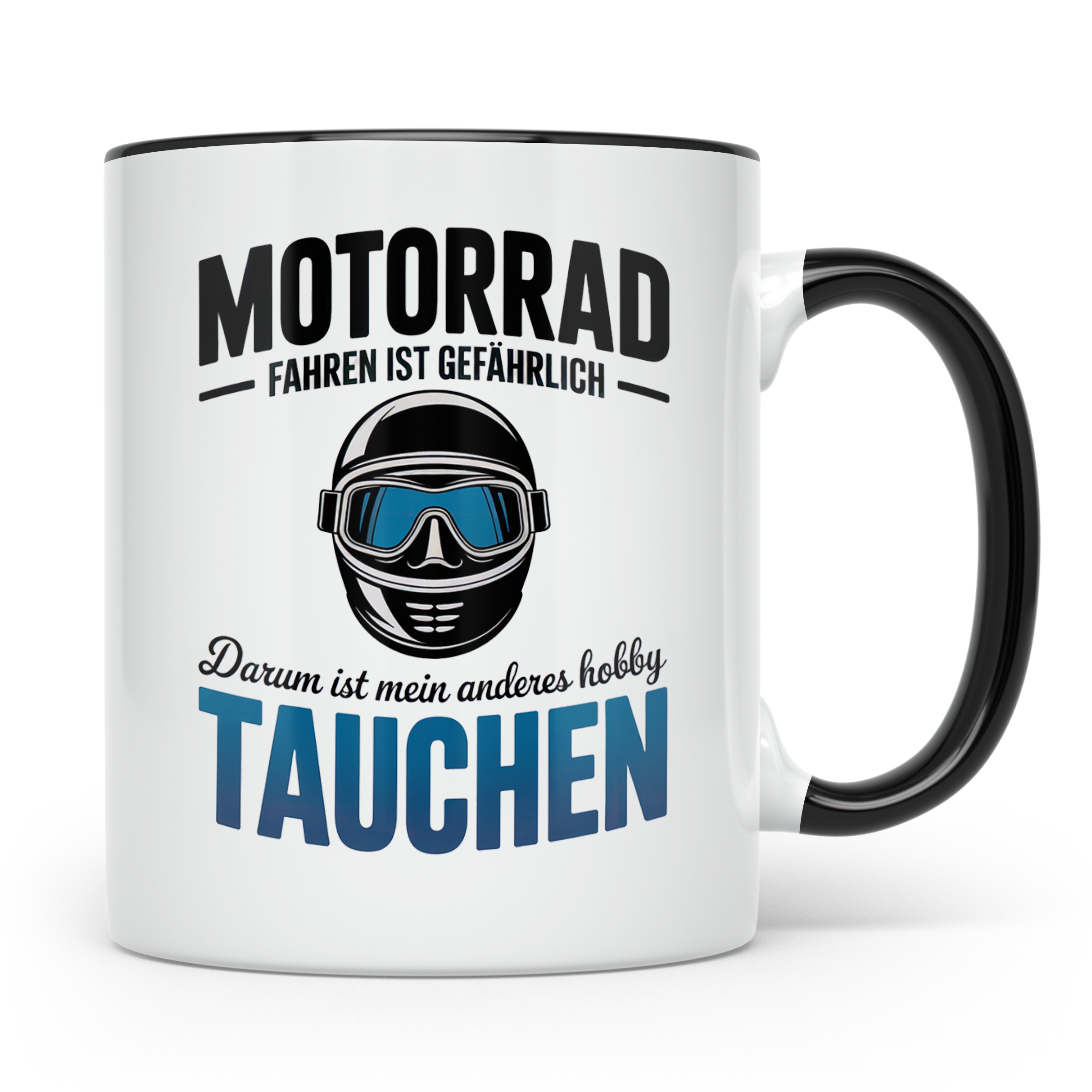 Motorrad Tauchen Tasse - Biker Geschenkidee für Taucher - Mo – Schwarz [farbe:schwarz]