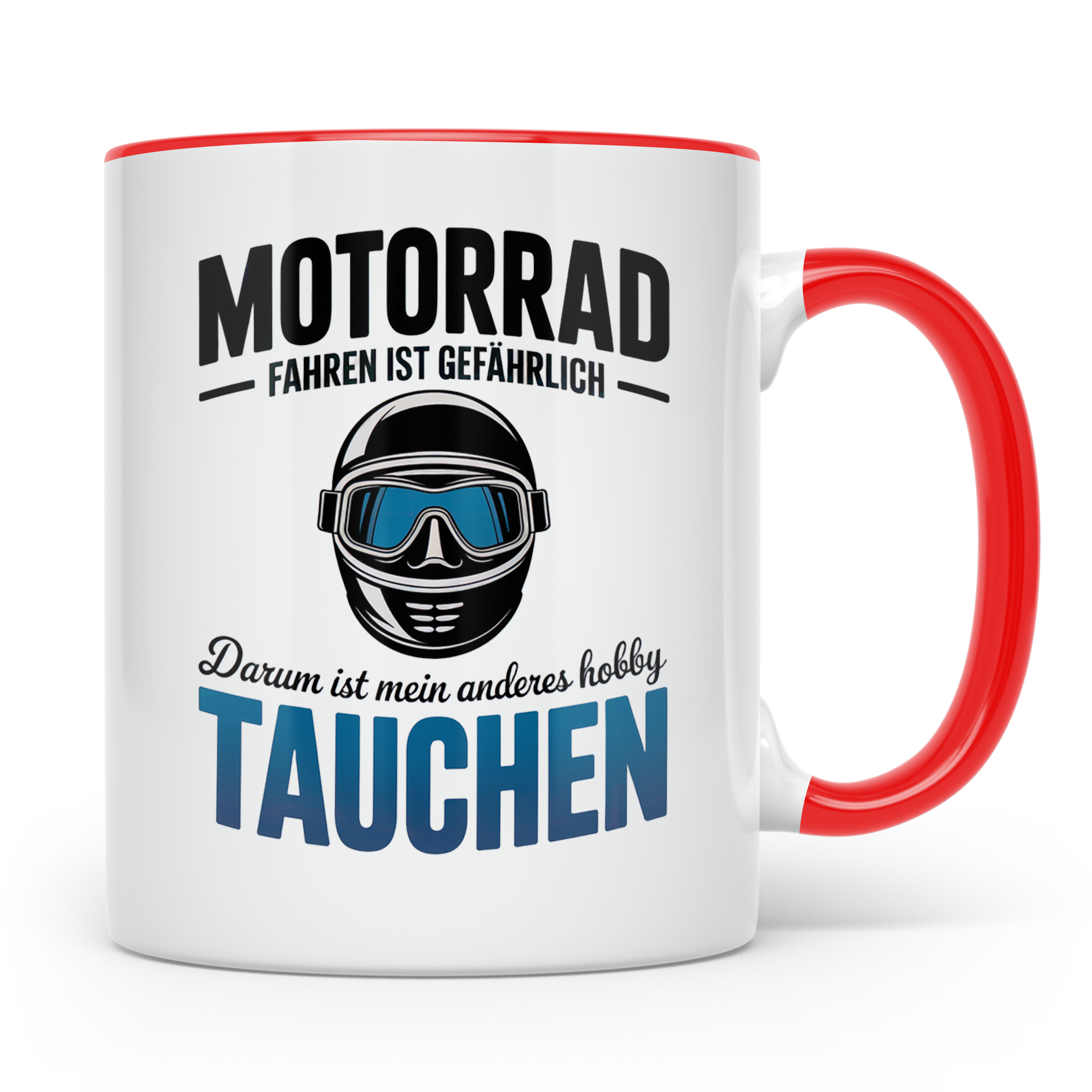 Motorrad Tauchen Tasse - Biker Geschenkidee für Taucher - Mo – Rot [farbe:rot]